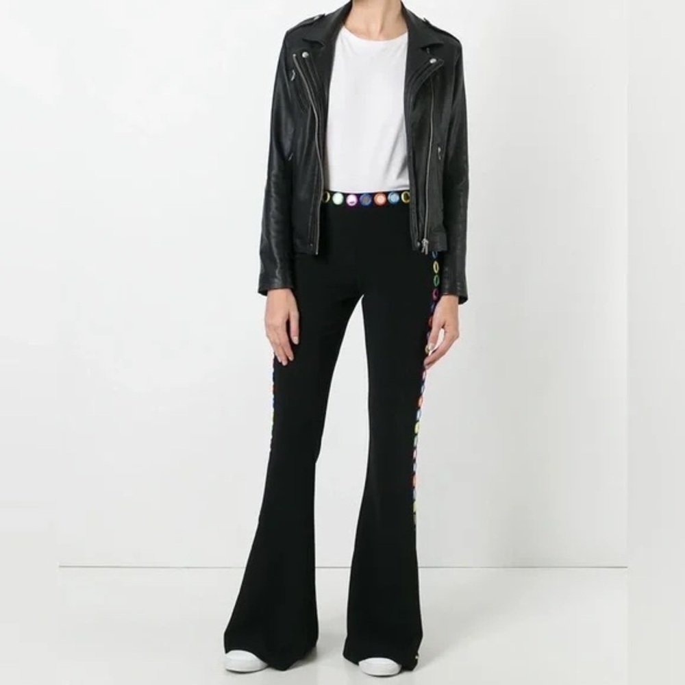 Moschino Couture Mirror Embroidered Flare Pants made in Italy